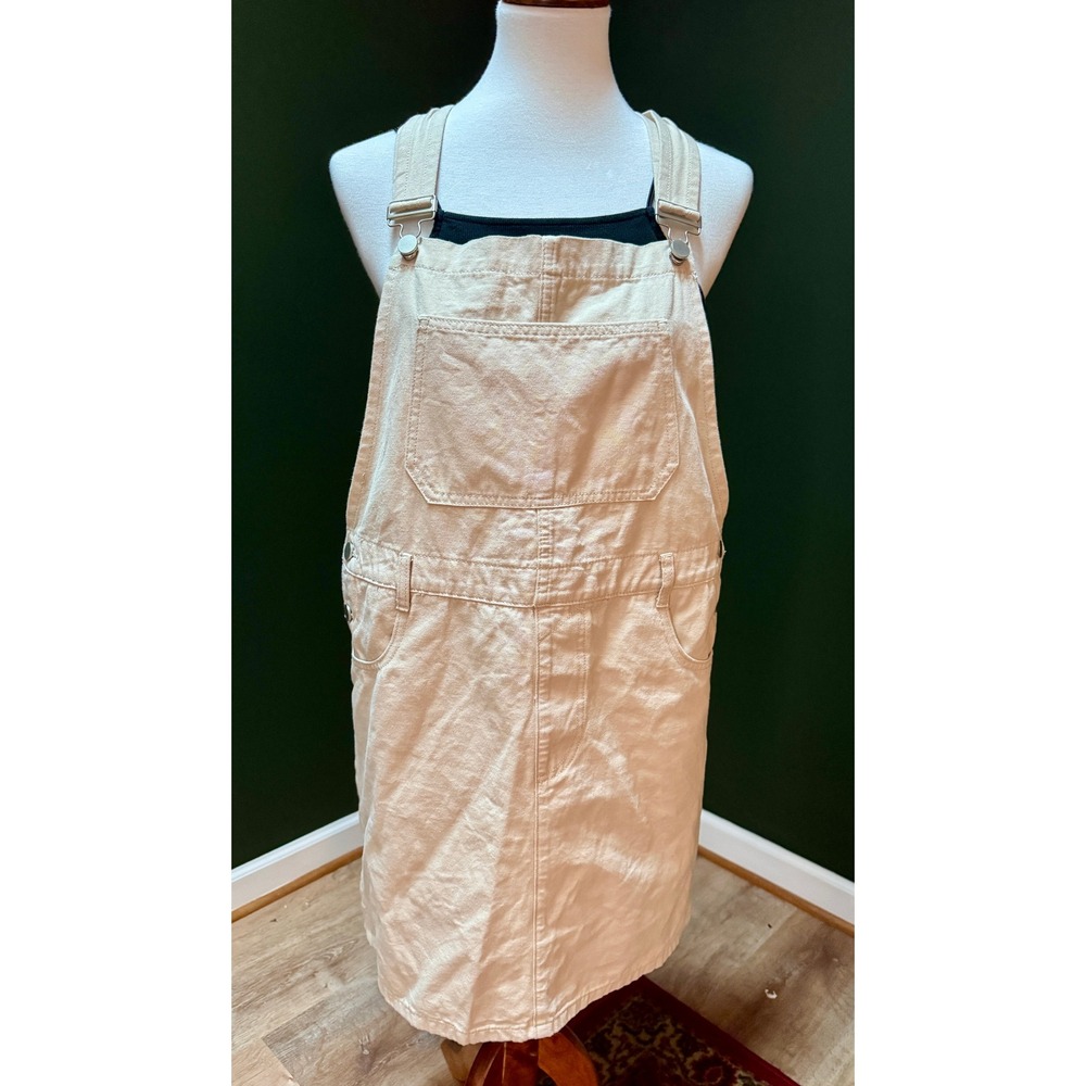 Things Between Beige Cotton Sleeveless‎ Overall Dress Women's Size L